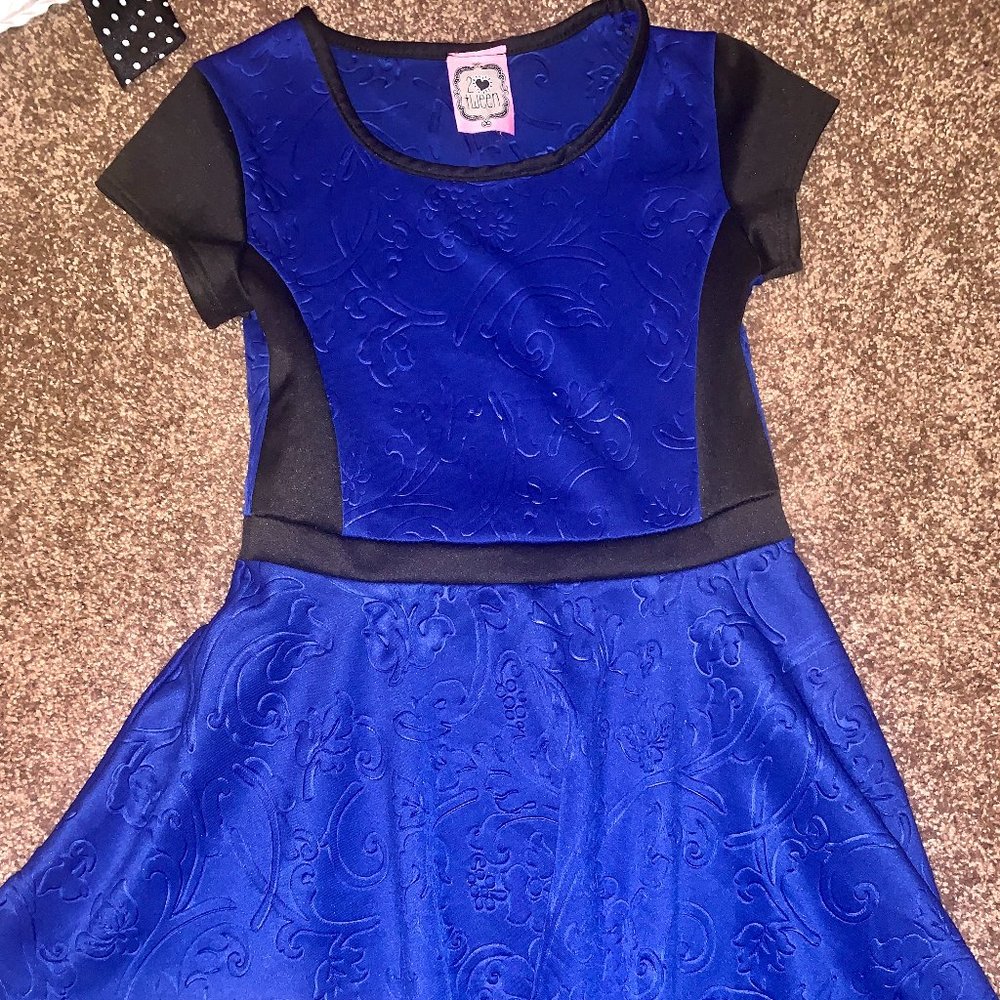 2 Love Tween Blue & Black Embroidered Dress - Size 12